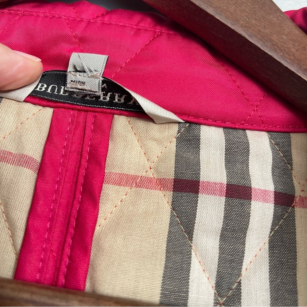 Burberry London Barn Coat Pink Diamond Quilted Nova Check Snap Authenticated M - Picture 8 of 16